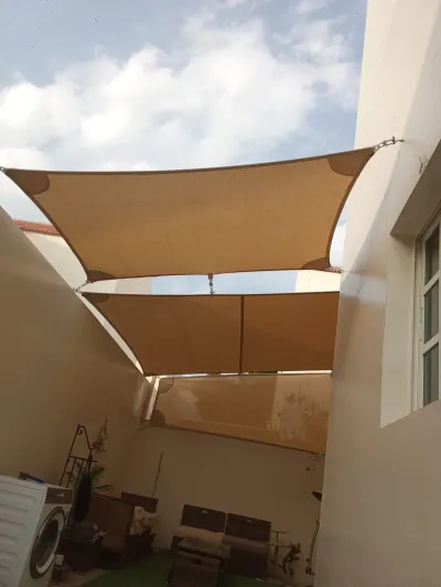 Tensile shade sails installed by Qala Aluminium