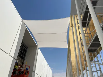 Tensile shade sails installed by Qala Aluminium