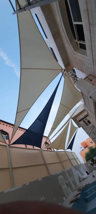 Tensile shade sails installed by Qala Aluminium