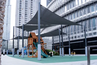 Tensile shade sails installed by Qala Aluminium