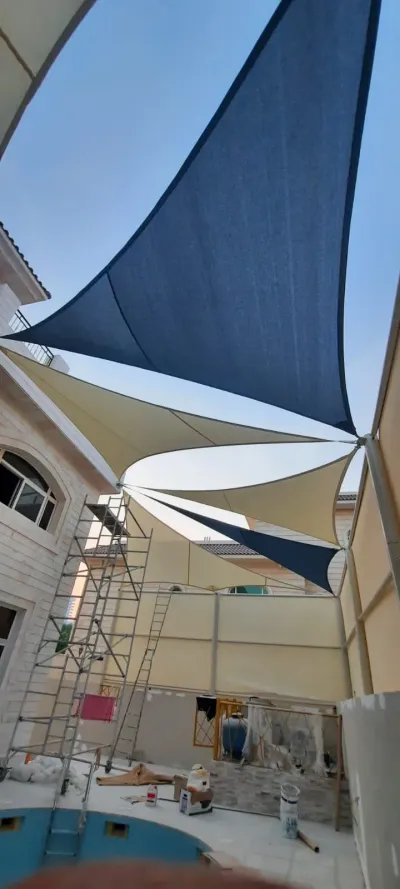 Tensile shade sails installed by Qala Aluminium