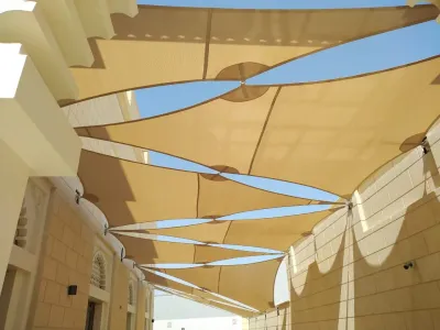 Tensile shade sails installed by Qala Aluminium